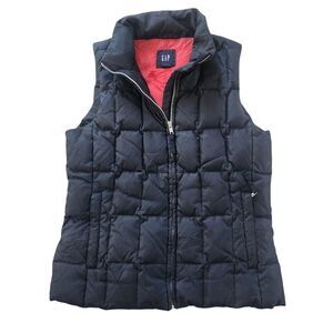 Gap Quilted Down Vest Womens Small Black Puffer Zip Warm Goose Filled